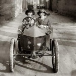 Vintage Image 1930s Two Young Girls Driving (public domain)